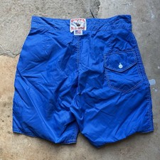 Vintage Birdwell Beach Britches Bathing Suit Swim Trunks Blue USA Made Size 30