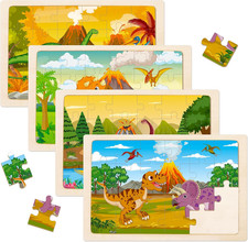 Wooden Puzzles for Kids Ages 3-5,4 Packs Puzzles for Kids Ages 4-6,24 Piece Jigs
