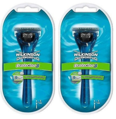 Wilkinson Sword Protector 3 Razor 2 Pack Handle + Blade Shaving System