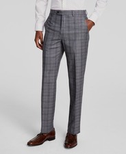 Michael Kors Men's Gray Plaid Stretch Classic-Fit Wool Suit Pants Size 36W 32L