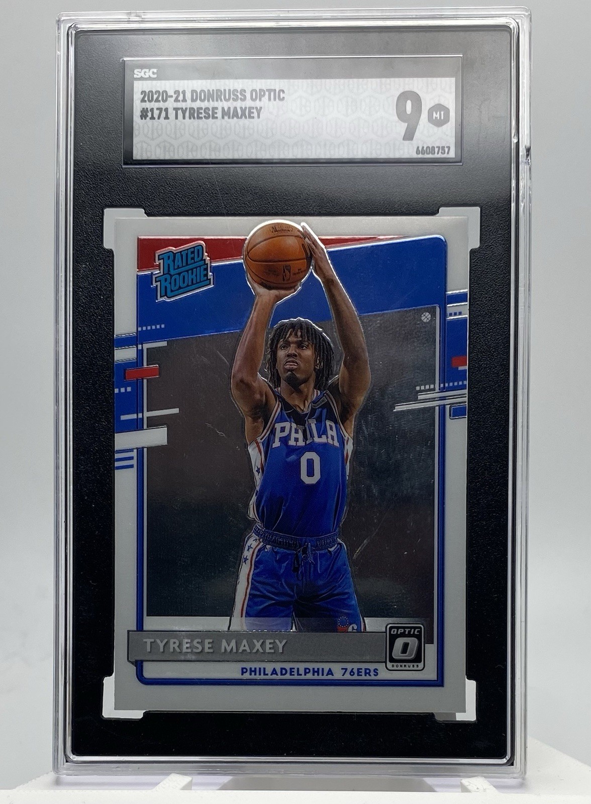 2020-21 Tyrese Maxey Panini Donruss Optic Rated Rookie RC #171 SGC 9