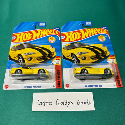 Hot Wheels Then And Now 4/10- 96' Dodge Viper GTS Yellow 176/250 - LOT OF 2