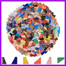 1.1 lb Iridescent Glass Mosaic Tiles for Crafts Bulk Irregular Tiny Tile Mixe...