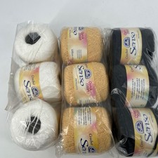 Lot 9 Balls DMC Senso Crochet Cotton 3 Balls White, 3 Gold Metallic, 3 Black