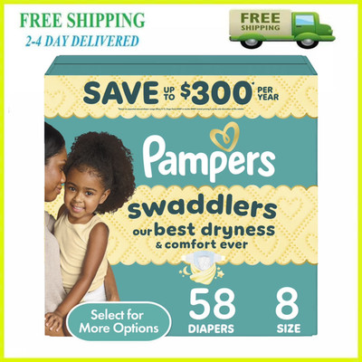 Pampers Swaddlers Baby Diapers Size 8 58 Count Super Soft Leak Protection