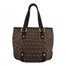 Borsa a mano / spalla Fendi Zucchino Monogram FF logo Beige Marrone Pre Owned