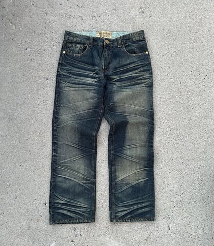 Y2K Vintage Skater Franky Max Faded Dark Denim Grunge Jeans Size 33 x 32