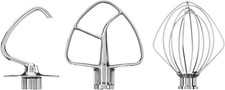 KitchenAid 5KSM5TH3PSS, Küchenmaschinen-Aufsatz, 3er Rührset, Edelstahl