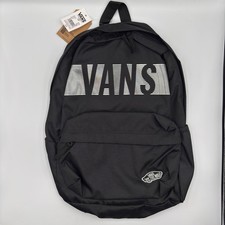 Vans Good Sport Real Backpack Black Silver Graphic Logo VN0A3T7BUVM NEW