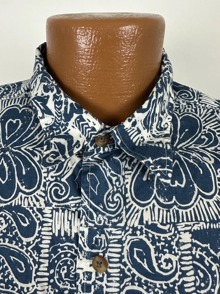 Vintage Ike Behar Hawaiian Shirt Men L Tribal Geometric Paisley Tiki Cotton USA - Image 3 of 4