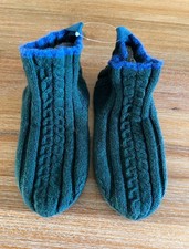 BOMBAS Gripper Slipper Green Blue Wool Unisex Size XS NEW