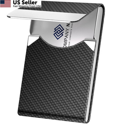 DMFLY Business Card Holder, Metal Slim Case, A-Black Carbon 