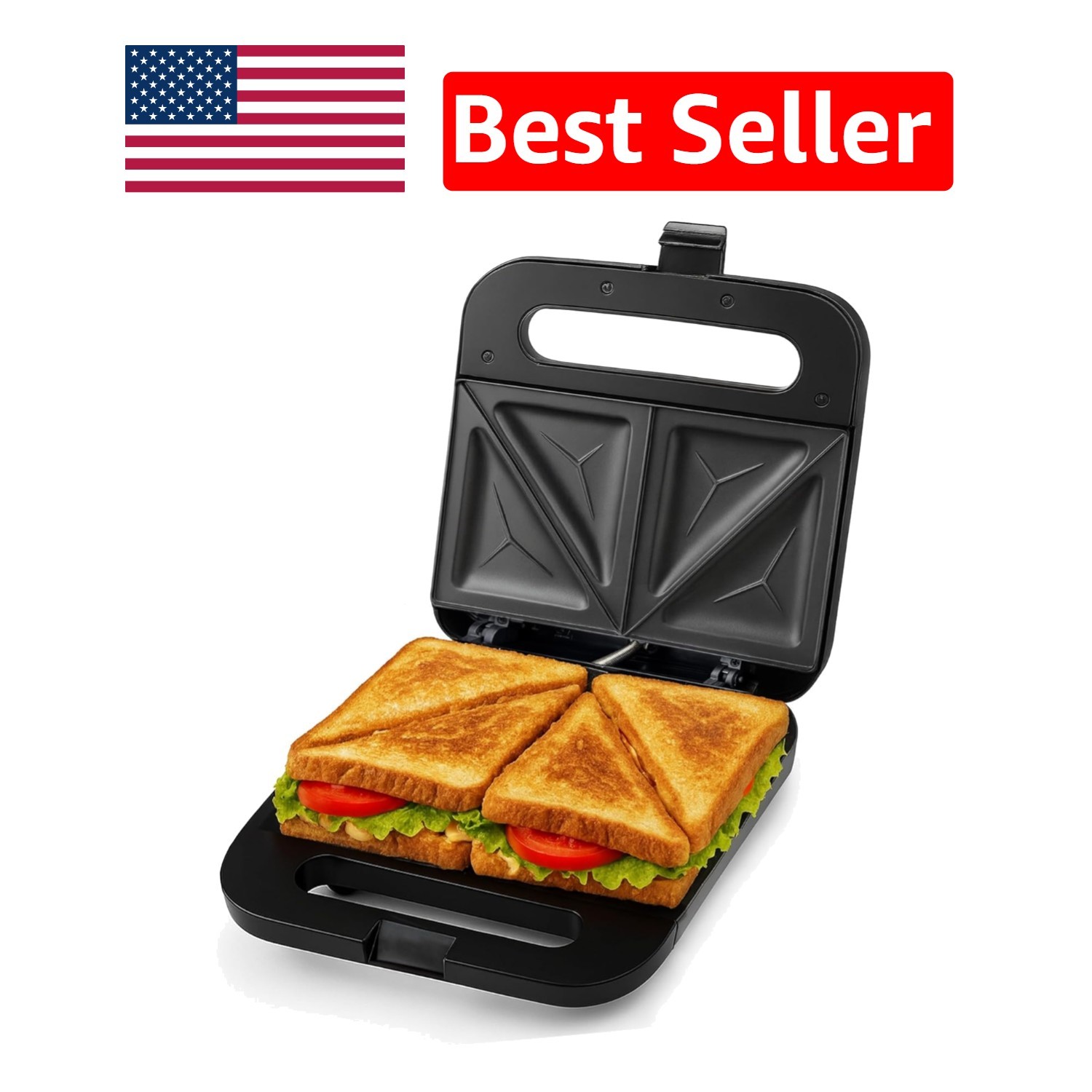 Ovente Electric Sandwich Maker: Non-Stick, Compact & Fast fo