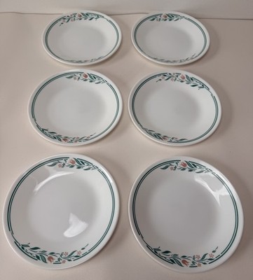Vintage Corning Corelle Rosemarie Tulip 6-3/4'' Bread Dessert Plates Set of 6