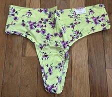 Plus Size 18/20 Lane Bryant Cacique Comfort Bliss Thong Nylon Lime Purple Flower