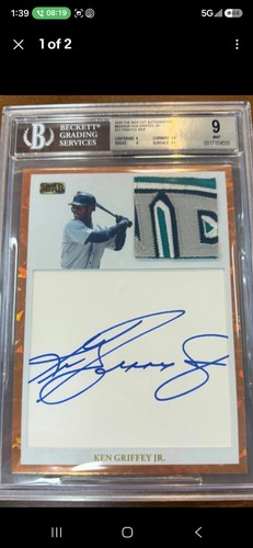 (1/1) 5×7 2023 Ken Griffey Jr Bar Cut Autograph Game Used Jersey Patch