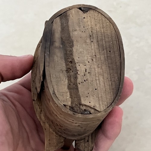 Scatola in legno piegato con coperchio vintage scandinavo norvegese inciso - Foto 7 di 8