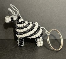 Handcrafted Glass Beaded 3D Zebra Keyring