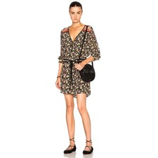 Veronica Beard Venice Tassel Tie Waist Paisley V-Neck Silk Mini Dress Size 2