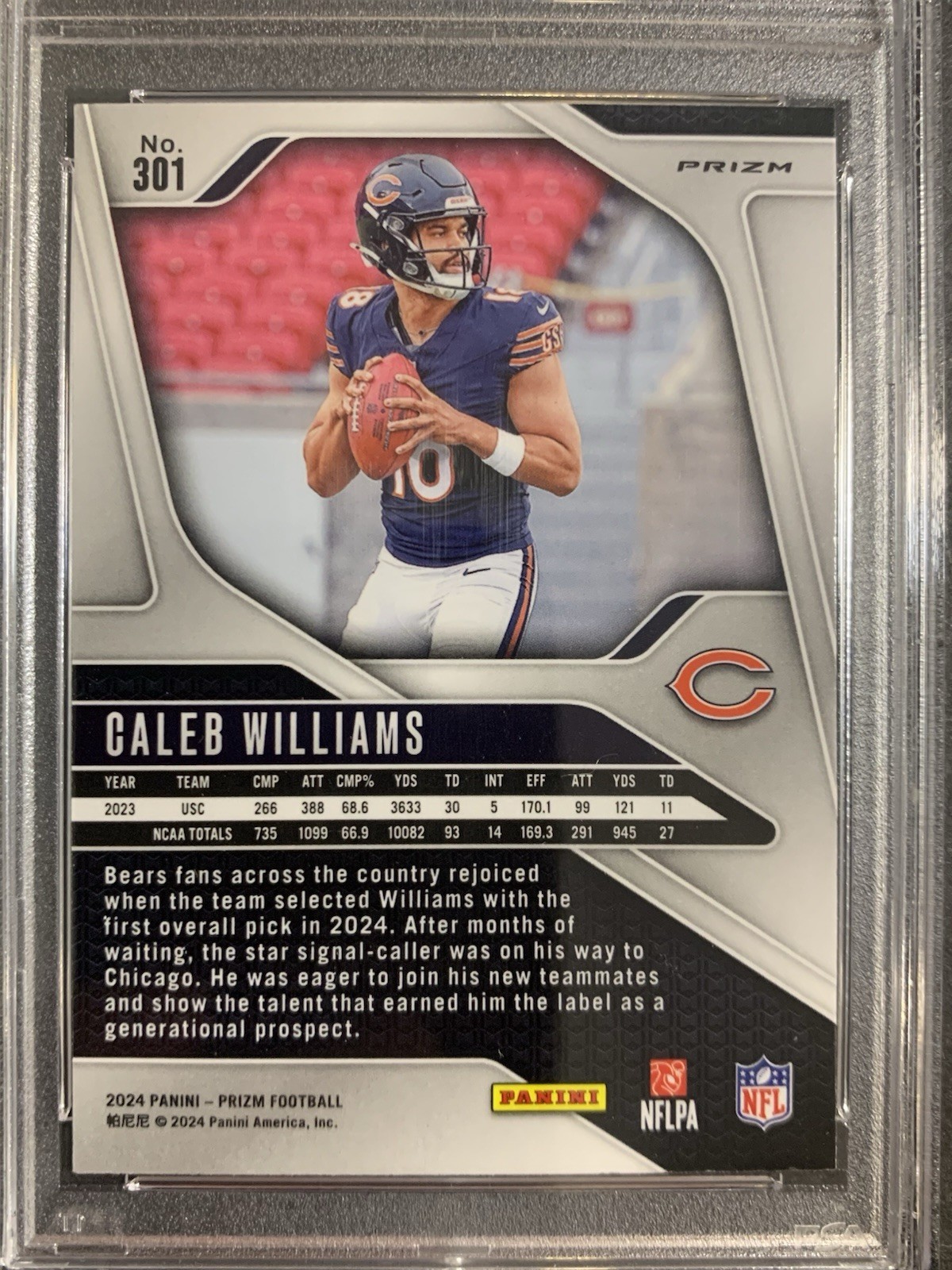 2024 Panini Prizm Caleb Williams #301 Lazer Prizm (RC) PSA 10 view 4