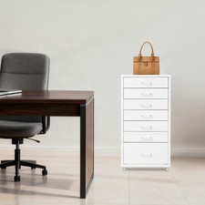 White Bedside Table Mobile File Cabinet Storage Cabinet with 7 Drawers