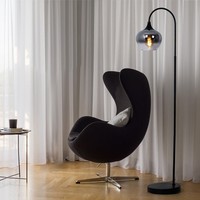 Bogenleuchte Stehlampe Standleuchte Wohnzimmerlampe E27 Rauchglas Schwarz Retro