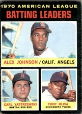 1971 TOPPS AL BATTING LEADERS - JOHNSON/YASTRZEMSKI/OLIVA #61 VG/EX