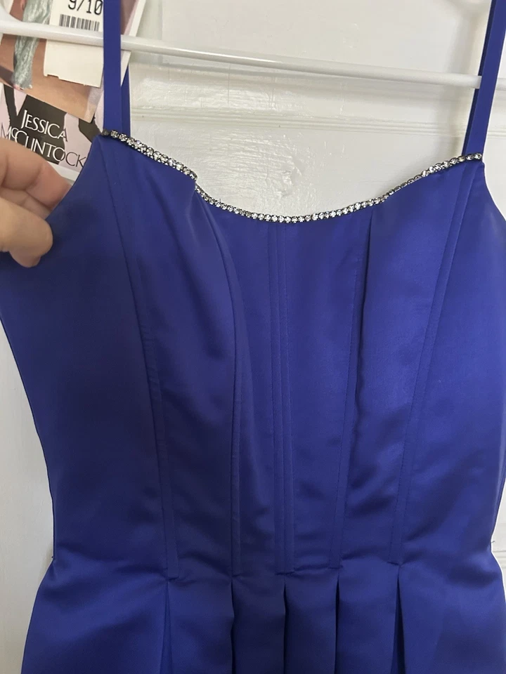 Vestido Formal Largo Azul Jessica McClintock Talla 9/10 Sin Tirantes Baile de graduación Y2K Foto 2 de 4