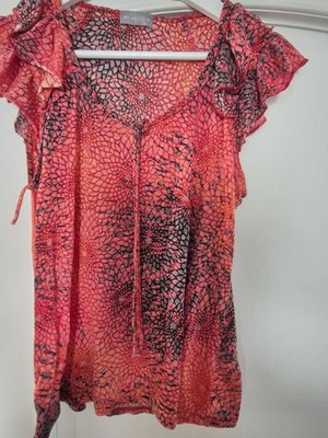 Per Una, Shirt-Top In Wunderschönen Rot-Tönen, Größe 16, Fällt Aus Wie Gr. 36/38