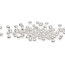 100 Silver Plated Brass 2mm Smooth Round Spacer Beads with 0.7-0.9mm Hole