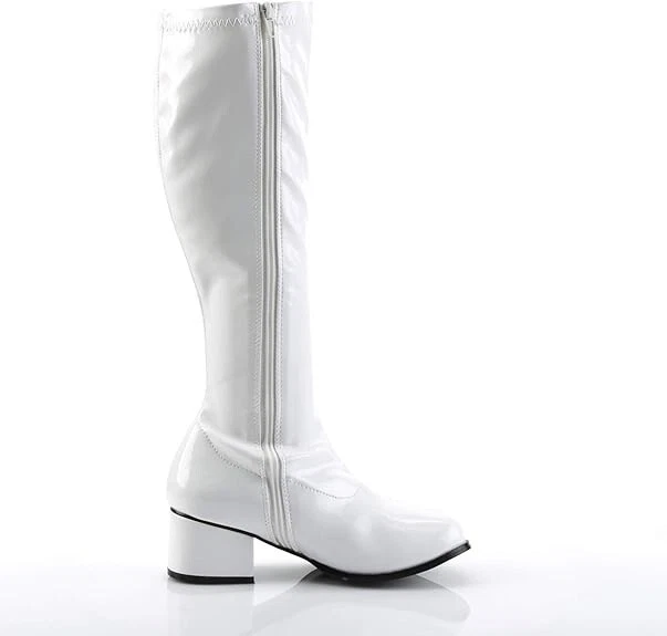 Pleaser Funtasma 70S Disco Tacón Bloque Hasta la Rodilla Gogo Botas RETRO300 Blanco Talla 6 Foto 2 de 4