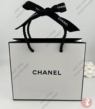 Chanel Small Empty Gift Bag White Paper Classic Black Logo L 5.5 x H 4.5 x D 2"