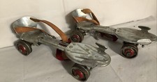 Vtg Wards Speedline Metal Roller Skates / W Leather Straps. Adjustable. Classic