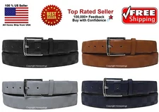 Black / Brown / Gray / Navy Embossed Checkers Bonded Leather Belt w Belt Buckle