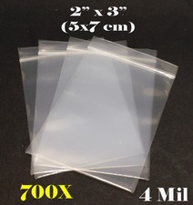 700 2x3 Inch Zipper Seal lock Reclosable Bag 4 Mil Poly Packing Clear