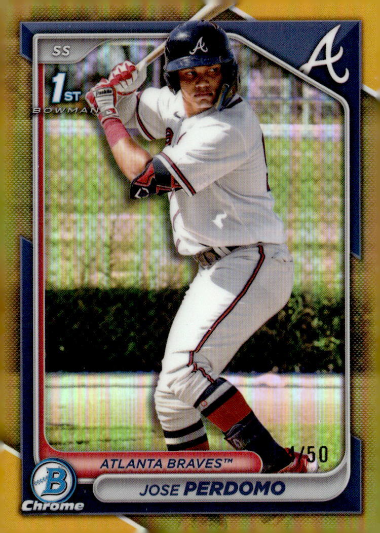 2024 Bowman Chrome Prospects Gold Refractors #BCP220 Jose Perdomo /50 - NM-MT