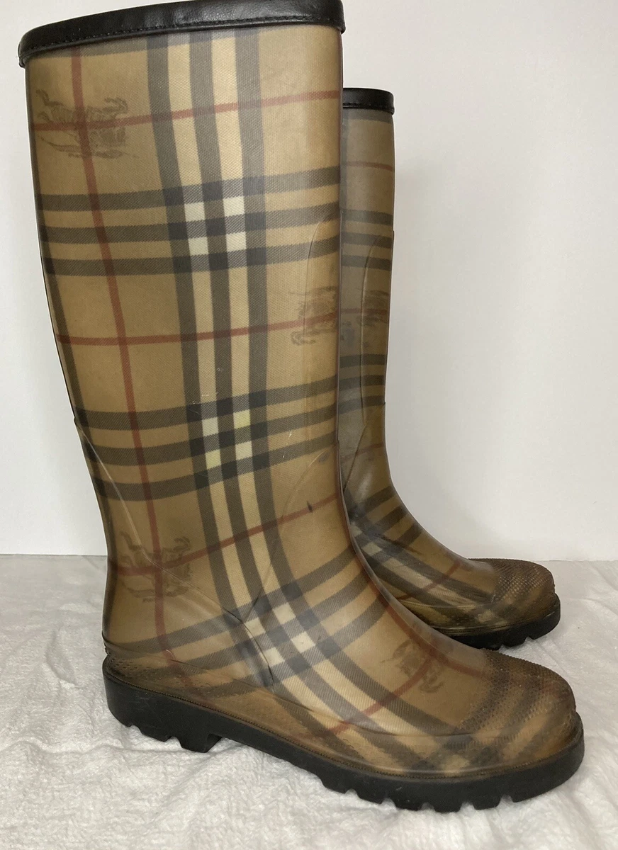 Burberry women's haymarket check rainboots deals