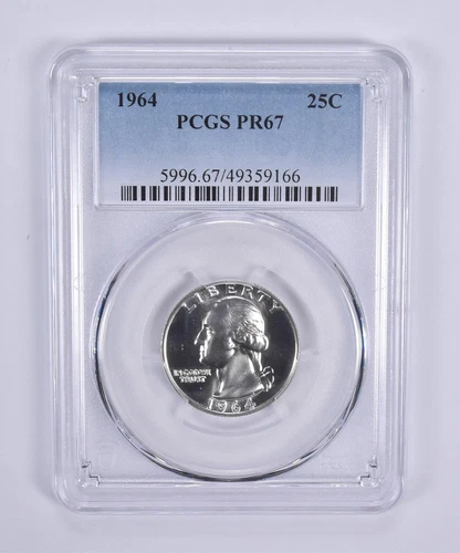 1964 Washington Quarter PR67 PCGS Blue Label