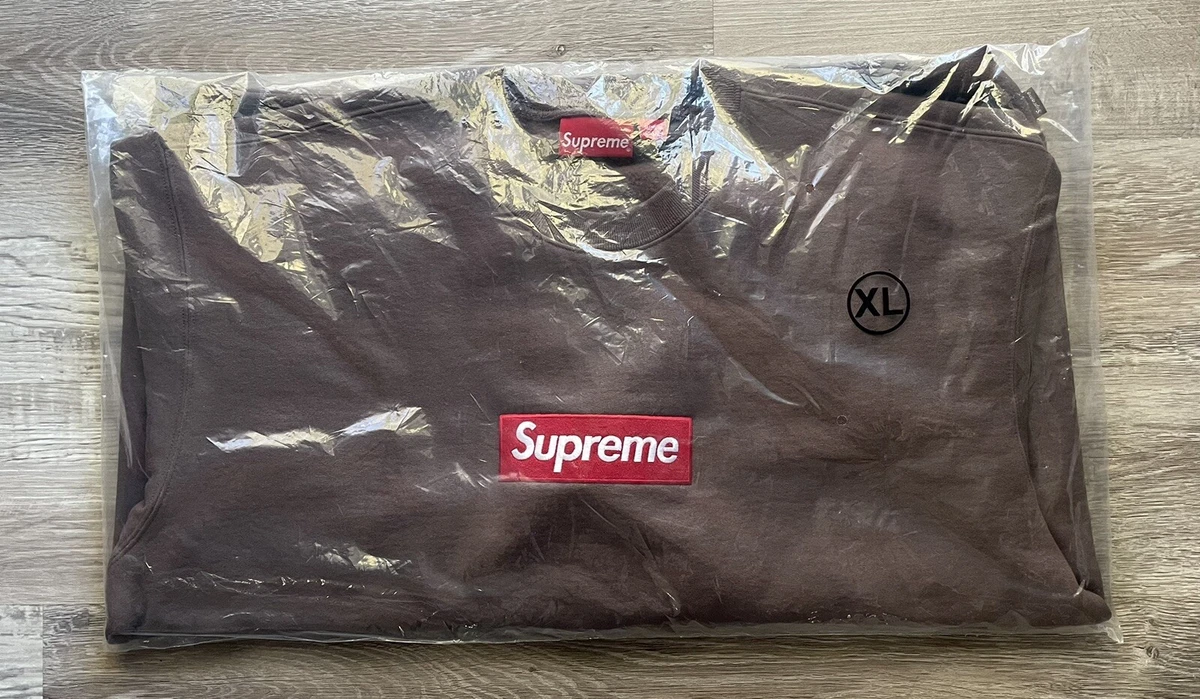 SUPREME NEW YORK FW22 BOX LOGO CREWNECK BROWN SIZE X-LARGE RARE SOLD OUT  BOGO