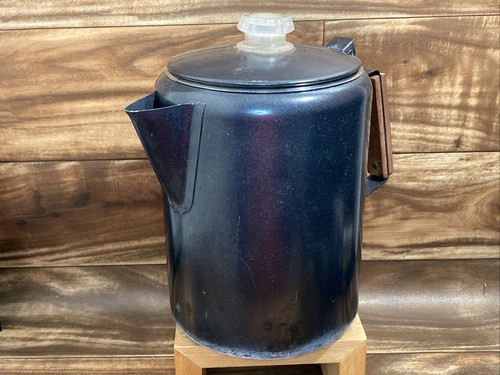 Vintage 9 Cup Aluminum Black Percolator 