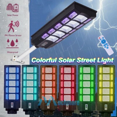 99000000000LM Commercial Solar Street Flood Light RGB LED Dusk To Dawn Road Lamp