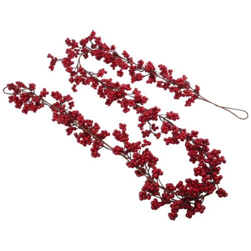 5.9 Ft Christmas Red Berry Garland Artificial Burgundy Red Pip Christmas4846 - Picture 1 of 7