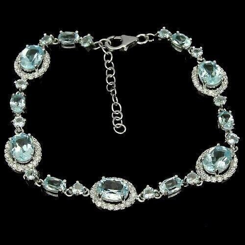 Silver Blue Topaz Bracelet in Solid Sterling Silver 7.5 to 8.75 Inches
