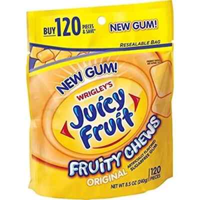 Juicy Fruit Fruity Chews Original Sugarfree Gum, 120 piece bag (1 Pack)