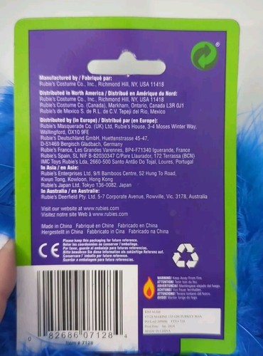 Rubies Costume Co Deluxe Two Tone Turkey Feather Boa 6ft Long Blue - Picture 3 of 3