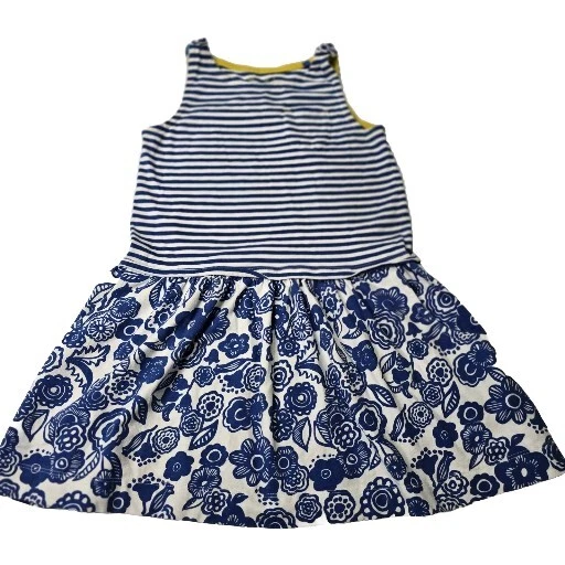 Vestido sin mangas Mini Boden Mix Media estampado niñas 6-7 años azul blanco rayas cachemira Foto 3 de 4