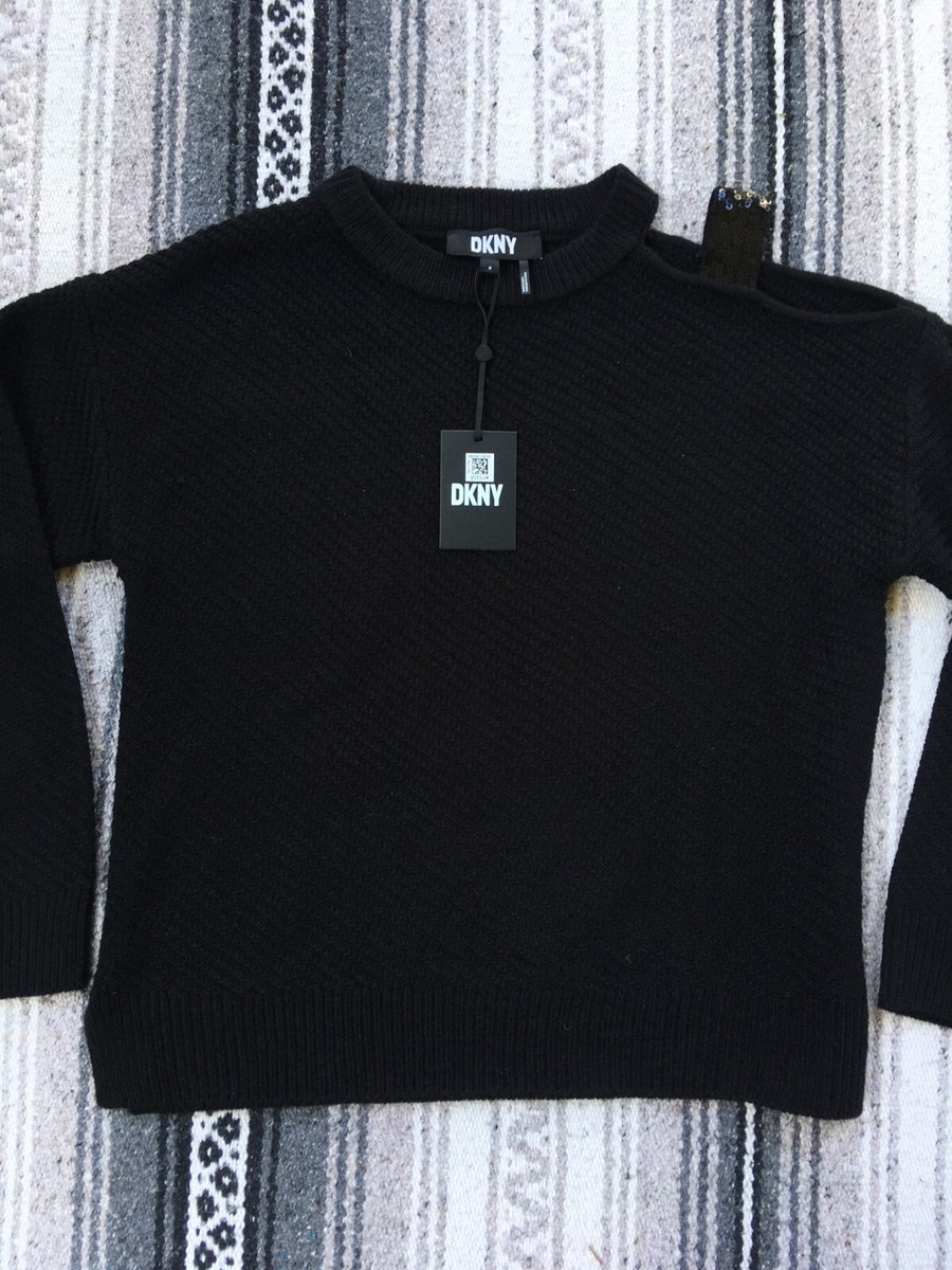DKNY Women's Sequin Cut Out Shoulder Black Sweater (99) MEDIUM DKNY Women's Sequin Cut Out Shoulder Black Sweater (99) MEDIUM