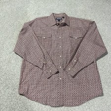 Panhandle Western Pearl Snap Long Sleeve Button Up Shirt Red Size Large