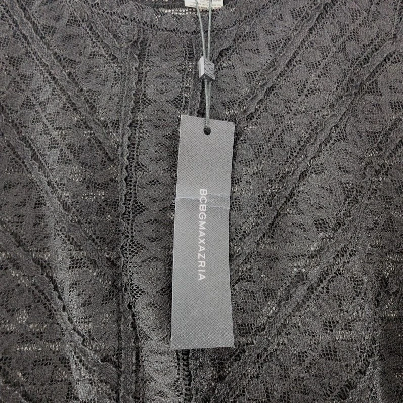 Blusa BCBG Maxazria Top Negra Encaje Transparente Peplum Elastizada Para Mujer Talla Grande NUEVA NUEVA CON ETIQUETAS Foto 2 de 4