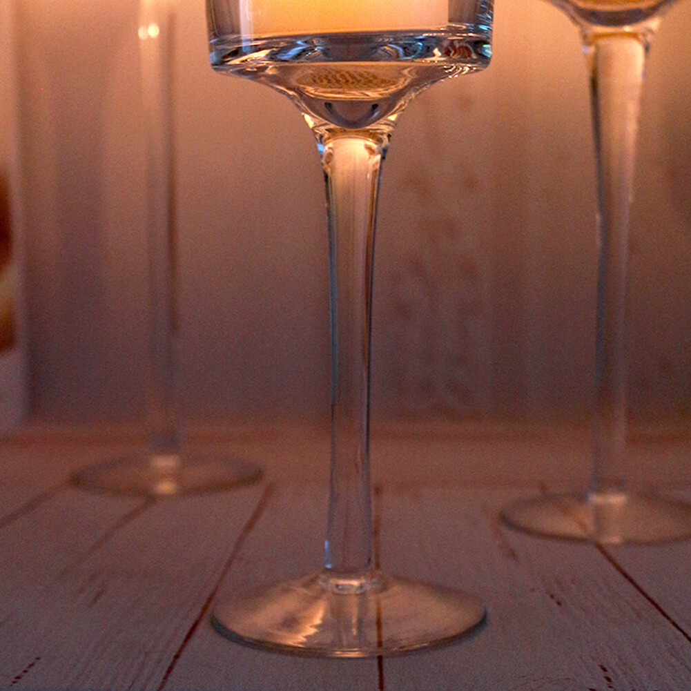 3pcs Hurricane Long Stem Glass Candle Holders Centerpiece Crystal Cup